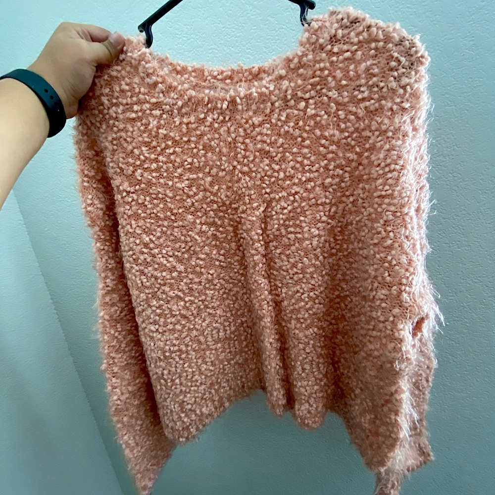 Peach fuzzy sweater shirt